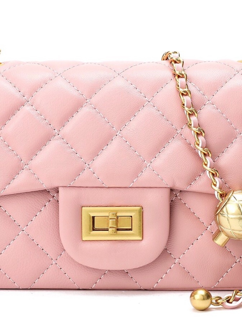 Tiffany & Fred. Pink Chain Crossbody with Gold Hardware - Picture 2 of 8